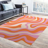 Yeknu Pink Bedroom Large Area Carpet Colorful Striped Living Room Carpet Abstract Art Home Special Rug Plush Soft Girl Room Rugs Ковер