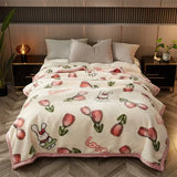 Yeknu Double Sided Printed Autumn Winter Blankets for Bed Soft Warm Encrypted Flocking Raschel Blanket Skin Friendly Weighted Blanket