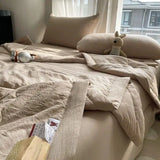 Yeknu Korean Ins Bedding Set, Luxury Quilt Cover, Pillowcase Flat Bed Sheets, Simple Girl Princess Ruffle Home Textiles