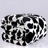 Yeknu Cow Printed Flannel Blanket Double-sided Blanket Warm Soft Black And White Bed Blanket For Couch Bed Sofa Travelling Blanket