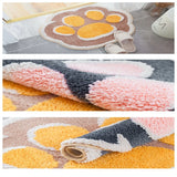 Yeknu Cartoon Cat Paw Flocking Carpet Floor Mat Household Bedroom Toilet Bathroom Non-slip Mat Absorbent Foot Mat