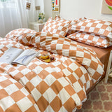 Yeknu Checkerboard Bedding Set No Comforter Hot Sale Single Queen Size Flat Sheet Quilt Duvet Cover Pillowcase Polyester Bed Linens