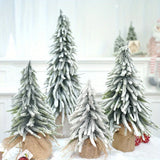 Yeknu 1 Piece Mini Falling Snow Christmas Tree PE Flocked Christmas Tree Tabletop Decorator Scene Arrangement Decorations