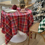 Yeknu Christmas Plaid Tablecloth  Cotton Table Cloth Vintage Dining Table Cover For Dinner Table Party Birthday Christmas Decor