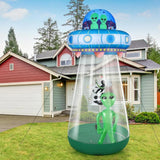 Yeknu 9 FT Halloween Cow Alien Inflatable Yard Decor with LED Blow Up Inflatable Alien and Cow for Halloween Outdoor Yard Garden