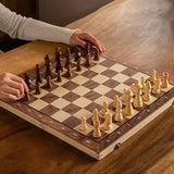 Yeknu 3 in 1 Foldable International Chess, Folding Wooden Portable Chess Game Board, Wooden Chess Board for Adults High-end Gift