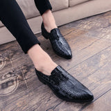 Yeknu Hot Fashion Men's Crocodile OR Checked Pattern Leather Shoes Business Shoes Slip-on Dress Shoes Luxury Goods Summer Black Loafer