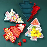 Yeknu Christmas Tree Shape Fruit Snack Candy Plate Washable Marry Party Decorations for Home Xmas Gifts Ornament Happy New Year