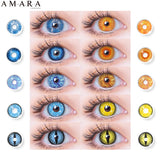 Yeknu Cosplay Blue Color Contact Lenses for Eyes Yearly Makeup Halloween Beauty Yellow Contact Lenses Eye Cosmetic