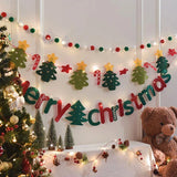 Yeknu LED String Light DIY Handmade Decorated Merry Christmas Holiday Hanging Home Room Background Pull Flag Banner Christmas Pendant