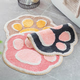 Yeknu Cartoon Cat Paw Flocking Carpet Floor Mat Household Bedroom Toilet Bathroom Non-slip Mat Absorbent Foot Mat