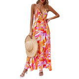 Yeknu High Quality Women's Clothing Dress Spring Summer 2024 Leisure Vacation Print Strap Pleated Dress Sexy Boho Dress Vestido Beach