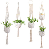 Yeknu Macrame Handmade Plant Hanger Baskets Flower Pots Holder Balcony Hanging Decoration Knotted Lifting Rope Home Garden Supplies