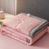 Yeknu Airconditioning Quilt Gewassen Katoen Gooi Deken Quilten Dunne Dekbed Cooling Dekbed Gewatteerde Quilt Effen Kleur