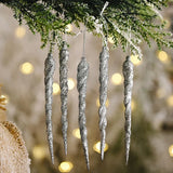 Yeknu 10pcs 13cm Christmas Simulation Ice Xmas Tree Hanging Ornament Fake Icicle Winter Party Christmas New Year Home Decoration