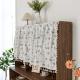 Yeknu Korean Cotton Daisy Curtains Road Pocket Shade Curtain Floral Tassel for Kitchen Bedroom Living Room Bay Window Cabinet Curtain