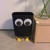 Yeknu Cartoon Cute Big Eyes Trash Can Garbage Bin Home Office Rubbish Bin Bathroom Garbage Bag Container Waste Bucket Kitchen Dustbin