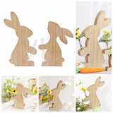 Yeknu Cute Easter Rabbit Wooden Vase Floral Arrangement Container Small DIY Rabbit Statue Wooden Bunny Flower Pot Living Room