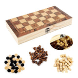 Yeknu 3 in 1 Foldable International Chess, Folding Wooden Portable Chess Game Board, Wooden Chess Board for Adults High-end Gift