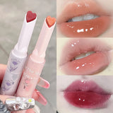 Yeknu Water-light Lip Glaze Mirror Glitter Lip Tint Long Lasting Moisturising Love Heart Shape Solid Lipstick Pen Lips Makeup Cosmetic