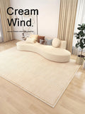 Yeknu Minimalist Beige Art Stripe Carpet Comfortable Luxury Bedroom Carpets Soft Large Area Living Room Rug Abstract Line Balcony Rugs