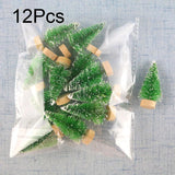 Yeknu 12Pcs Mini Christmas Tree Ornament Small Artificial Pine Sisal Snow Landscape Xmas Trees Christmas Tabletop Navidad Decor Gifts