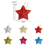 Yeknu Gold Glitter Star Ornaments Christmas Tree Hanging Pendant Christmas Decorations for Home Navidad New Year Party DIY Gift