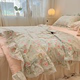 Yeknu Summer Quilt Cotton Korean Ins Lace Fragmented Series  Air Condition Quilt High Quality Summer Blanket set