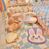 Yeknu Cartoon Rabbit Ins Wind Flocking Doorway Carpet Irregular Non-slip Absorbent Dirt Resistant Foot Mat Bedroom Bedside Mat