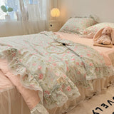 Yeknu Summer Quilt Cotton Korean Ins Lace Fragmented Series  Air Condition Quilt High Quality Summer Blanket set