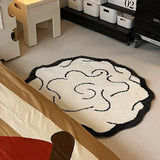 Yeknu Nordic Tufting Black White Living Room Carpet Soft Brain Shape Round Children Play Pad Anti-slip Rug Mat Kawaii Home Tidy Decor