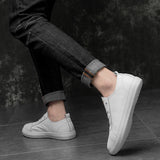 Yeknu Men Casual Shoes genuine leather fashion Spring Autumn Trend Sneakers outdoor Leisure Flat Shoes men oxfords white shoes for men