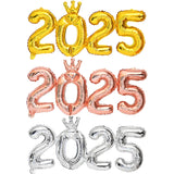 Yeknu Crown Number Foil Balloons Happy New Year Eve Party Decoration Photo Booth Props Supplies Christmas Home Decor Navidad 2024 2025