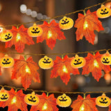 Yeknu Artificial Autumn Maple Leaves Pumpkin Garland LED Fairy String Light Christmas Thanksgiving Decoration DIY Halloween Party Home