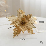 Yeknu 1PC Christmas Gold Silver Imitation Flower Xmas Tree Sequins Artificial Flowers DIY Ornaments for Festival Party New Year Decor