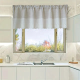 Yeknu Beige Splicing Short Curtains Valance For Kitchen Cafe Barrier Natural Linen Blended Semi-translucent Small Half Curtain Voile