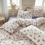 Yeknu Cute Purple Grapes Fruit Duvet Cover Girls INS Bedding Set for Kids Queen Full Size Flat Bed Sheet Quilt Cover Pillowcase Kawaii