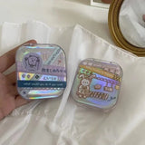 Yeknu Lovely Pocket Mini Contact Lens Case Cartoon Rabbit Box Travel Portable Lens Box Square Box Lens Box Container Clip Rod Lens Box