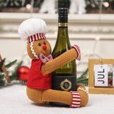 Yeknu Christmas decoration supplies couple gingerbread man doll wine bottle hug wine bottle sleeve creative wine bottle decoration