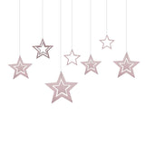 Yeknu Rose Gold Hollow Star Paper Garlands Banner Hanging for Wedding Christmas Decorations Kids Birthday Party Supplies Baby Shower