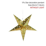 Yeknu Hollow Star Hanging Pendants Ramadan Decoration 2024 for Home Navidad Natal Noel Gifts Christmas Ornaments New Year 2025