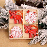 Yeknu 12/9Pcs Christmas Wooden Pendant Snowflake Xmas Tree Hanging Ornaments Christmas Decorations for Home Navidad Gift New Year