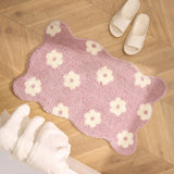 Yeknu Tufting Flower Bathmat Fluffy Floral Rug Flocking Bathroom Tub Side Mat Door Carpet Floor Anti Slip Doormat Home Room Decor