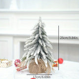 Yeknu 1 Piece Mini Falling Snow Christmas Tree PE Flocked Christmas Tree Tabletop Decorator Scene Arrangement Decorations