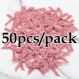 Yeknu (50 Pcs/pack)5*5cm Velvet Bow Flesh Pink Colourful Ribbon Bows Small Size Polyester Satin Ribbon Bow Flower DIY Craft Decoration