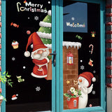 Yeknu Christmas Window Stickers Santa Claus Xmas Tree Cartoon Glass Decal Merry Christmas New Year Holiday Decorations for Home