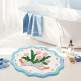 Yeknu Tufting Floral Bathroom Mat Living Room Carpet Soft Bathmat Bedroom Bedside Rug Door Floor Anti Slip Pad Aesthetic Home Decor