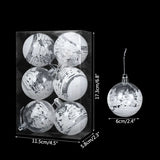 Yeknu 6pcs 6cm Transparent Snow Christmas Balls Pendants for Christmas Tree Decoration Clear Baubles Hanging Ornaments Xmas Navidad