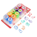 Yeknu 10pcs Cartoon Animal Unicorn Self-ink Stamps Toy Kids Birthday Party Favors Goodie Bag Pinata Fillers Boy Girl Christmas Gift