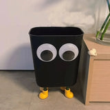 Yeknu Cartoon Cute Big Eyes Trash Can Garbage Bin Home Office Rubbish Bin Bathroom Garbage Bag Container Waste Bucket Kitchen Dustbin